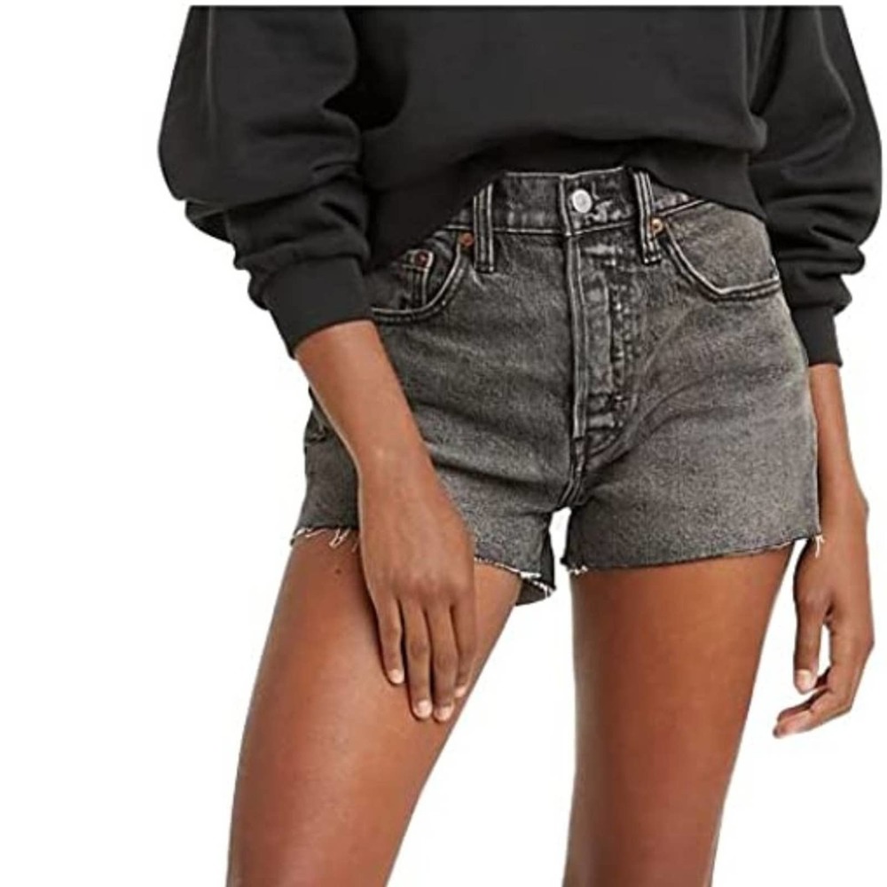 LEVI'S 501 Original Short Cutoffs High Rise Better Weathered Gray Black {DD22}